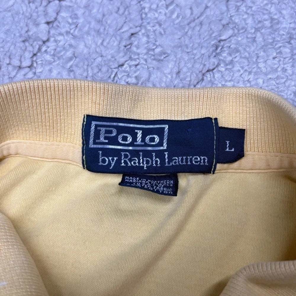 Polo Ralph Lauren Polo Shirt Mens Large Yellow Short Sleeve Embroidered Pony‎